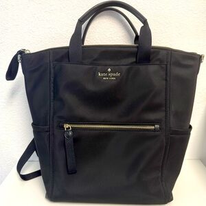 Kate Spade New York Black Chelsea Nylon Convertible Tote Backpack